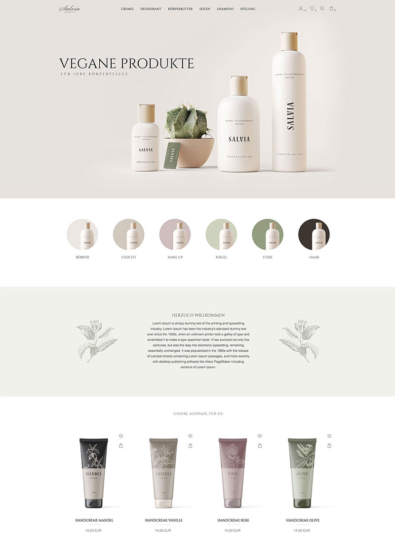 Onlineshoptemplate Pastell